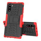 For Samsung Galaxy Note10 Tire Texture Shockproof TPU+PC Protective Case with Holder(Red) - 2