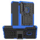 For Samsung Galaxy A21 (EU Version) Tire Texture Shockproof TPU+PC Protective Case with Holder(Blue) - 1