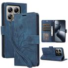 For Xiaomi 14T Orchid Butterfly Embossed Leather Phone Case(Blue) - 1