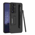 For Samsung Galaxy S25 5G GKK Ultra-thin Holder Phone Case with Pen Slots & Stylus Pen(Black) - 1