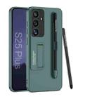 For Samsung Galaxy S25 5G GKK Ultra-thin Holder Phone Case with Pen Slots & Stylus Pen(Green) - 1