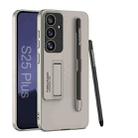 For Samsung Galaxy S25 5G GKK Ultra-thin Holder Phone Case with Pen Slots & Stylus Pen(Titanium Gray) - 1