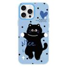 For iPhone 16 Pro Max Skin Feeling Jelly TPU Hybrid PC Phone Case(Dancing Cat Blue) - 1