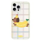 For iPhone 16 Pro Skin Feeling Jelly TPU Hybrid PC Phone Case(Line Banana White) - 1