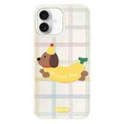 For iPhone 16 Plus Skin Feeling Jelly TPU Hybrid PC Phone Case(Line Banana White) - 1