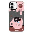 For iPhone 16 Plus Skin Feeling Jelly TPU Hybrid PC Phone Case(Teacup Puppy Black) - 1