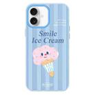 For iPhone 16 Plus Skin Feeling Jelly TPU Hybrid PC Phone Case(Smiling Ice Cream Blue) - 1