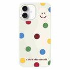 For iPhone 16 Plus Skin Feeling Jelly TPU Hybrid PC Phone Case(Polka Dot Smile White) - 1