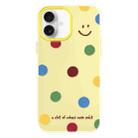 For iPhone 16 Plus Skin Feeling Jelly TPU Hybrid PC Phone Case(Polka Dots Smile Yellow) - 1