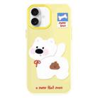 For iPhone 16 Plus Skin Feeling Jelly TPU Hybrid PC Phone Case(Pooping Puppy Yellow) - 1