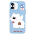 For iPhone 16 Plus Skin Feeling Jelly TPU Hybrid PC Phone Case(Pooping Puppy Blue) - 1