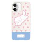 For iPhone 16 Plus Skin Feeling Jelly TPU Hybrid PC Phone Case(Polka Dot Kitten White) - 1