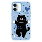 For iPhone 16 Skin Feeling Jelly TPU Hybrid PC Phone Case(Dancing Cat Blue) - 1