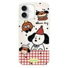 For iPhone 16 Skin Feeling Jelly TPU Hybrid PC Phone Case(Hamburger Dachshund Beige) - 1