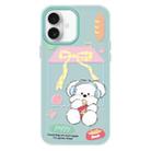 For iPhone 16 Skin Feeling Jelly TPU Hybrid PC Phone Case(Potato Chips Puppy Light Green) - 1