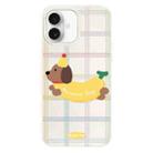 For iPhone 16 Skin Feeling Jelly TPU Hybrid PC Phone Case(Line Banana White) - 1