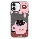 For iPhone 16 Skin Feeling Jelly TPU Hybrid PC Phone Case(Teacup Puppy Black) - 1