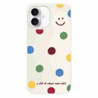 For iPhone 16 Skin Feeling Jelly TPU Hybrid PC Phone Case(Polka Dot Smile White) - 1