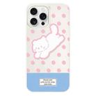 For iPhone 15 Pro Max Skin Feeling Jelly TPU Hybrid PC Phone Case(Polka Dot Kitten White) - 1
