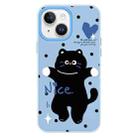 For iPhone 15 Plus Skin Feeling Jelly TPU Hybrid PC Phone Case(Dancing Cat Blue) - 1