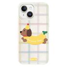 For iPhone 15 Plus Skin Feeling Jelly TPU Hybrid PC Phone Case(Line Banana White) - 1