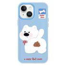 For iPhone 15 Plus Skin Feeling Jelly TPU Hybrid PC Phone Case(Pooping Puppy Blue) - 1