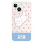 For iPhone 15 Plus Skin Feeling Jelly TPU Hybrid PC Phone Case(Polka Dot Kitten White) - 1