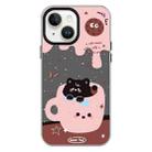 For iPhone 15 Skin Feeling Jelly TPU Hybrid PC Phone Case(Teacup Puppy Black) - 1