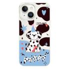 For iPhone 15 Skin Feeling Jelly TPU Hybrid PC Phone Case(Spotted Puppy White) - 1