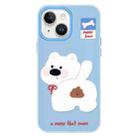 For iPhone 15 Skin Feeling Jelly TPU Hybrid PC Phone Case(Pooping Puppy Blue) - 1