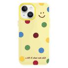 For iPhone 14 Plus Skin Feeling Jelly TPU Hybrid PC Phone Case(Polka Dots Smile Yellow) - 1