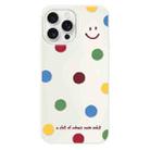 For iPhone 14 Pro Skin Feeling Jelly TPU Hybrid PC Phone Case(Polka Dot Smile White) - 1