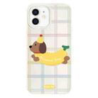 For iPhone 12 Skin Feeling Jelly TPU Hybrid PC Phone Case(Line Banana White) - 1