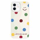 For iPhone 11 Skin Feeling Jelly TPU Hybrid PC Phone Case(Polka Dot Smile White) - 1