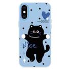 For iPhone X / XS Skin Feeling Jelly TPU Hybrid PC Phone Case(Dancing Cat Blue) - 1