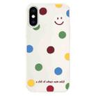 For iPhone X / XS Skin Feeling Jelly TPU Hybrid PC Phone Case(Polka Dot Smile White) - 1