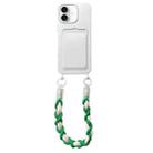 For iPhone 16 Plus Dopamine Card Slot Phone Case with Lanyard(White) - 1