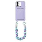 For iPhone 16 Plus Dopamine Card Slot Phone Case with Lanyard(Purple) - 1