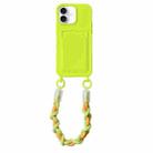 For iPhone 16 Plus Dopamine Card Slot Phone Case with Lanyard(Fluorescent Green) - 1