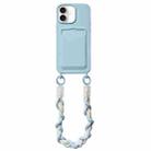 For iPhone 16 Plus Dopamine Card Slot Phone Case with Lanyard(Blue) - 1