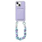 For iPhone 15 Plus Dopamine Card Slot Phone Case with Lanyard(Purple) - 1