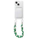 For iPhone 15 Dopamine Card Slot Phone Case with Lanyard(White) - 1