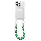 For iPhone 13 Pro Max Dopamine Card Slot Phone Case with Lanyard(White) - 1