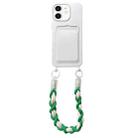 For iPhone 12 Dopamine Card Slot Phone Case with Lanyard(White) - 1