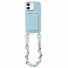 For iPhone 12 Dopamine Card Slot Phone Case with Lanyard(Blue) - 1