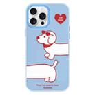 For iPhone 16 Pro Max Skin Feeling Jelly TPU Hybrid PC Phone Case(Love Dachshund Blue) - 1