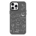 For iPhone 16 Pro Max Skin Feeling Jelly TPU Hybrid PC Phone Case(Doodle Puppy Black) - 1