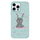 For iPhone 16 Pro Max Skin Feeling Jelly TPU Hybrid PC Phone Case(Listen to Music Rabbit Light Green) - 1