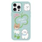 For iPhone 16 Pro Max Skin Feeling Jelly TPU Hybrid PC Phone Case(Flowers Puppy Light Green) - 1