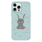 For iPhone 16 Pro Skin Feeling Jelly TPU Hybrid PC Phone Case(Listen to Music Rabbit Light Green) - 1